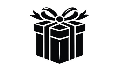 silhouette gift box, Gift Box with ribbon, black gift box silhouette icon vector illustration