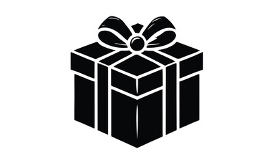 silhouette gift box, Gift Box with ribbon, black gift box silhouette icon vector illustration