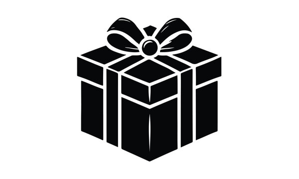 recommend clip art: silhouette gift box, Gift Box with ribbon, black gift box silhouette icon vector illustration