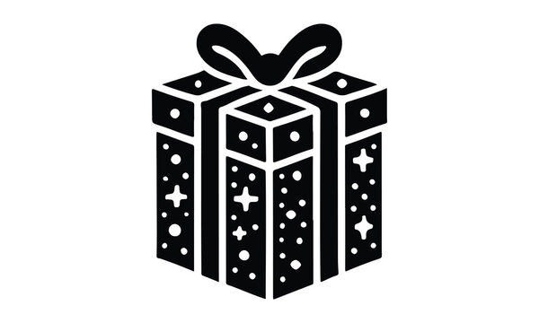 recommend clip art: silhouette gift box, Gift Box with ribbon, black gift box silhouette icon vector illustration