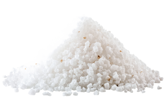a pile of white sugar on a white background cutout image and isolated on transparent background 