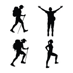 Active Hiker Silhouettes: Perfect for Outdoor, Travel, and Adventure-Themed Designs