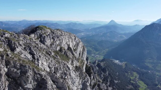 aerial view of Gorbea in the mountains of the basque country