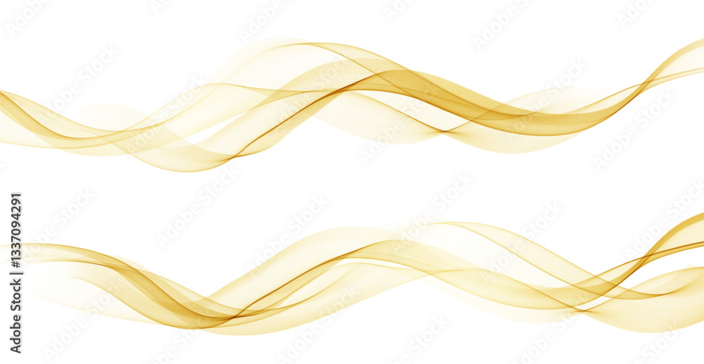 Poster soft gold smoke gradient transparent wave background. colorful flowing wavy lines isolated on white 
