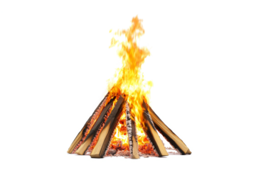 a fire with a white background cutout image and isolated on transparent background 