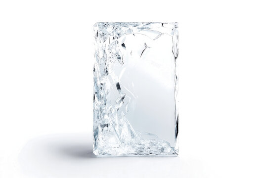 a large ice block on a white background cutout image and isolated on transparent background 