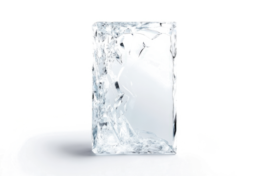 a large ice block on a white background cutout image and isolated on transparent background 
