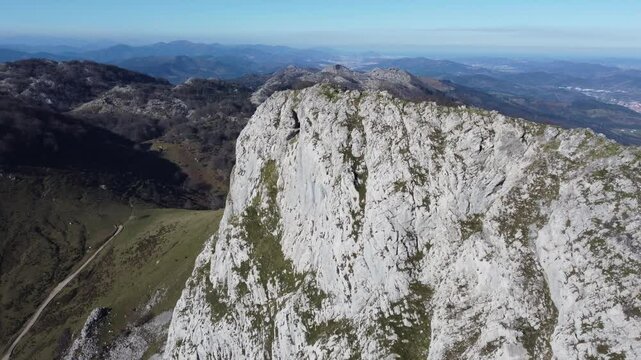 aerial view of Gorbea in the mountains of the basque country