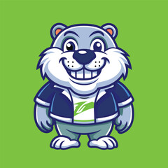 Fototapeta premium Adorable Cartoon Beaver Character with Vector Logo Design