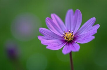 Fototapeta premium Close up purple summer flowers on blurred background of green grass. 