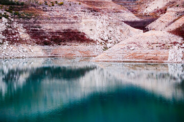 Reflection of the hills in the Villajoyosa reservoir