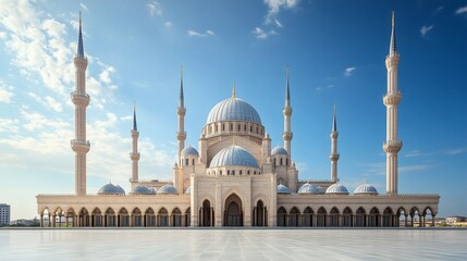 Obraz premium A grand mosque building stands tall beneath a clear blue sky