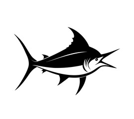 Marlin silhouette on white background
