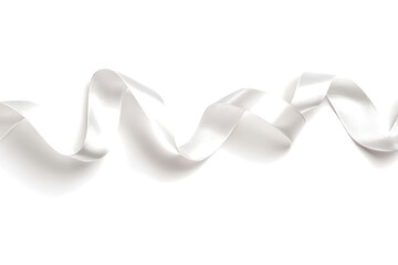 white ribbon on white background cutout image and isolated on transparent background 