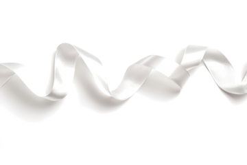 white ribbon on white background cutout image and isolated on transparent background 