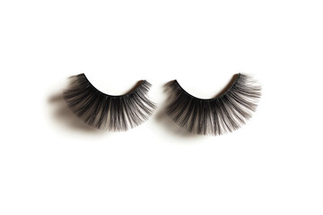 a pair of eyelashes on a white background cutout image and isolated on transparent background 