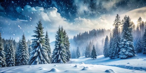 Fototapeta premium Heavy Snowstorm Blankets Alpine Meadow & Forest - Winter Wonderland Stock Photo