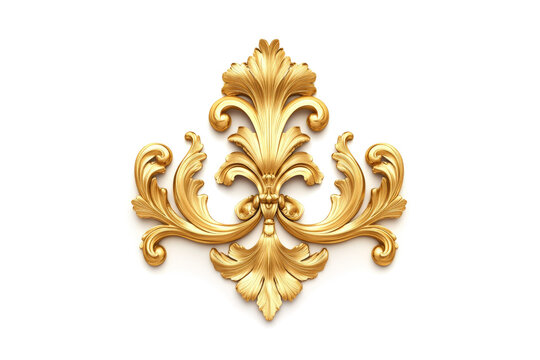 a gold flore on a white background cutout image and isolated on transparent background 