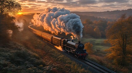 Majestic Steam Train at Sunset