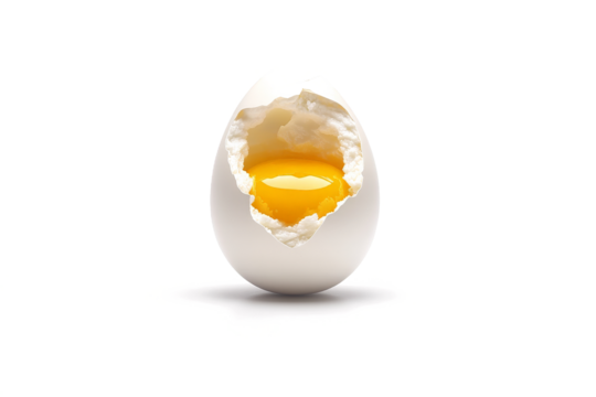 an egg with a broken egg shell cutout image and isolated on transparent background 