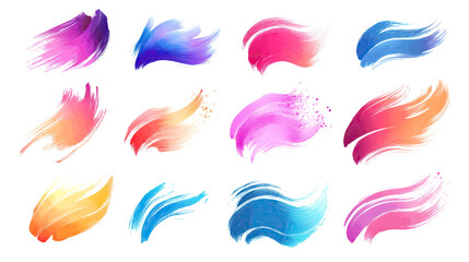 Obraz premium set of different watercolor brush strokes isolated on white or transparent background