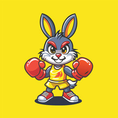 Obraz premium Vector Illustration of a Boxing Bunny Character in EPS 10 Format