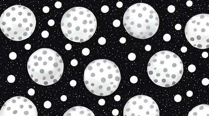 Spheres in space, repeating pattern, black background, used for textures and designs