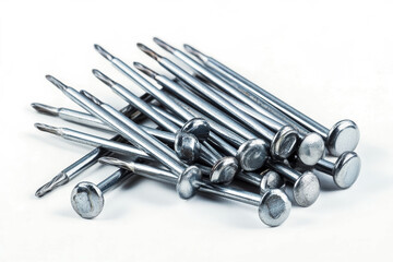 a bunch of screws on a white background cutout image and isolated on transparent background 