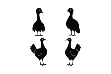 Turkey Silhouette Vector Set Thanksgiving Bird Illustration