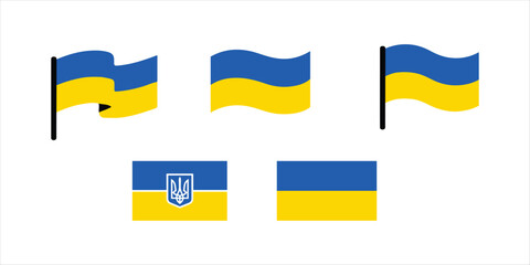 Ukraine flag vector set hand drawn illustration on white background. Ukraine flag set.
