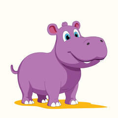 Cute hippo vector illustration featuring a chubby, friendly safari animal in a doodle style. Perfect for wildlife, zoo, jungle, and nature-themed designs.