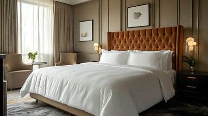 Interior of a Hotel Bedroom in Classic Style 3D Render..