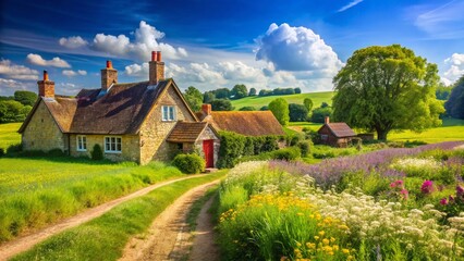 Fototapeta premium Idyllic English Countryside Summer Scene: Stony Stratford, Milton Keynes