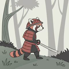 red panda warrior vector image