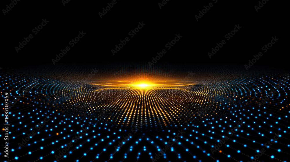 Aufkleber Colorful light waves flow in a mesmerizing digital design creating a dynamic visual experience in a dark background