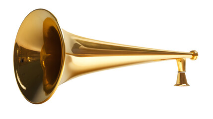 Obraz premium Shiny Gold Brass Horn Loudspeaker Announcement Musical Instrument Vintage Style