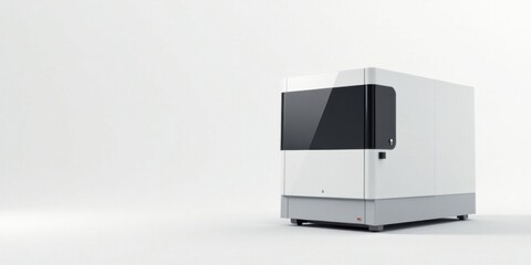 Fototapeta premium Sleek Modern Laboratory Equipment in a Sterile White Setting, Ready for Scientific Research and Technological Advancements