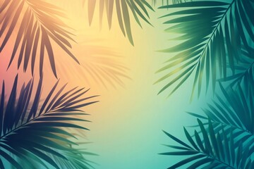 Tropical Sunset Palm Leaves