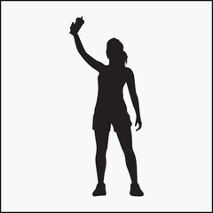 gym girl with water bottle silhouette