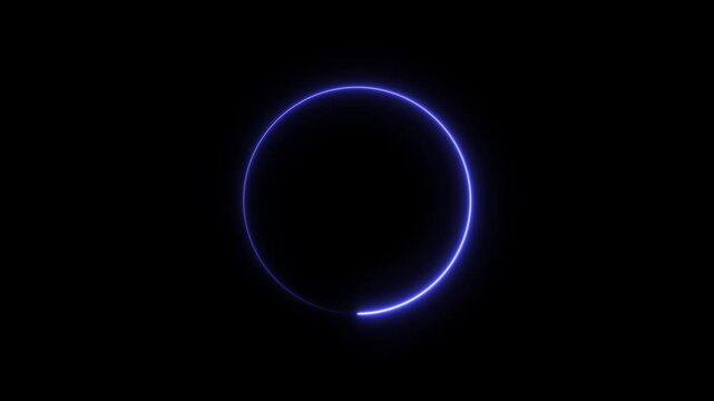 Neon glowing circle rotating. geometric neon circle shining animation.