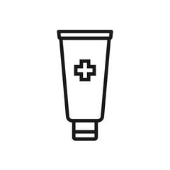 Cream tube - line icon with editable stroke. Medical cream symbol. Simple outline design. Vector illustration