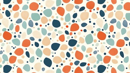 Fototapeta premium Watercolor pebble pattern on a cream background, ideal for surface design or textile use