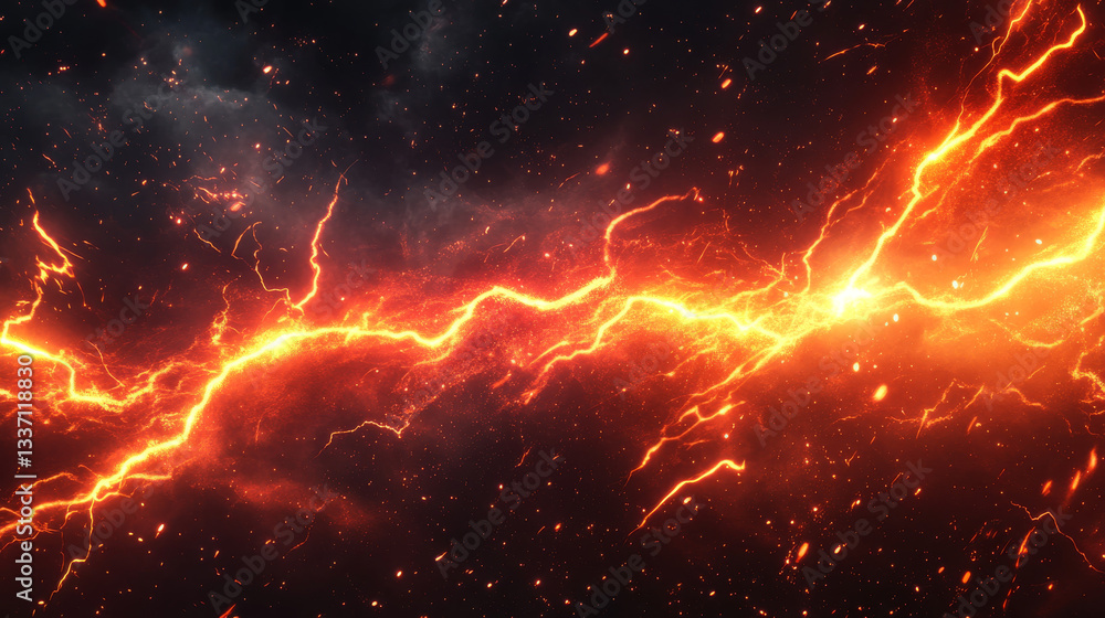 Poster electric lightning balls, energy burst effect with light bolt. abstract power explosion with flashes