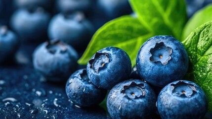 Close-up blueberry bush background with ripe, plump fruit