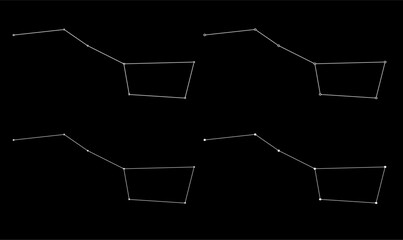 minimalist vector illustration of the Ursa Major constellation in line art style. Perfect for astronomy projects, star maps, celestial designs, and educational graphics