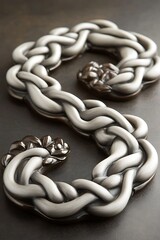 Obraz premium Intricate silver knot artwork forming an abstract serpentine shape on metal