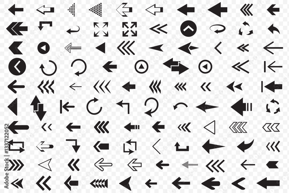 Aufkleber arrows set of 100 black icons. arrow icon. arrow vector collection. arrow. cursor. modern simple arr