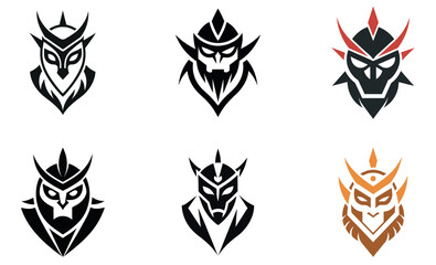 Tribal Masks Logo Set - Iconic Warrior Designs, Vintage Graphics, Modern Style