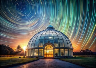 Obraz premium Long Exposure Photography of a Greenhouse Dome at Night