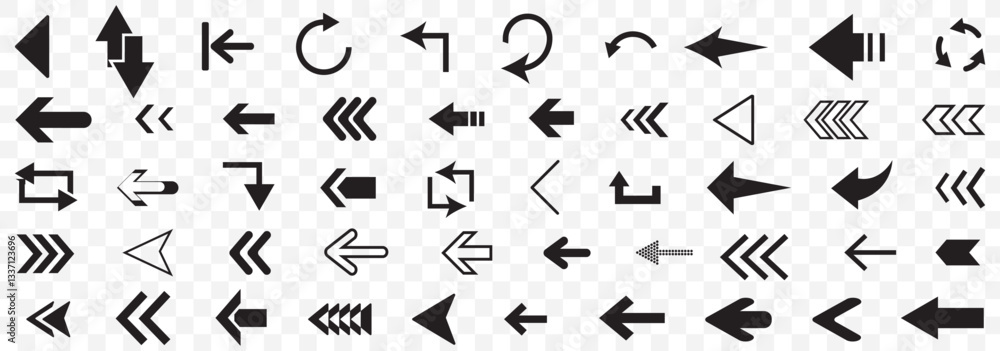 Poster arrows set of 100 black icons. arrow icon. arrow vector collection. arrow. cursor. modern simple arr